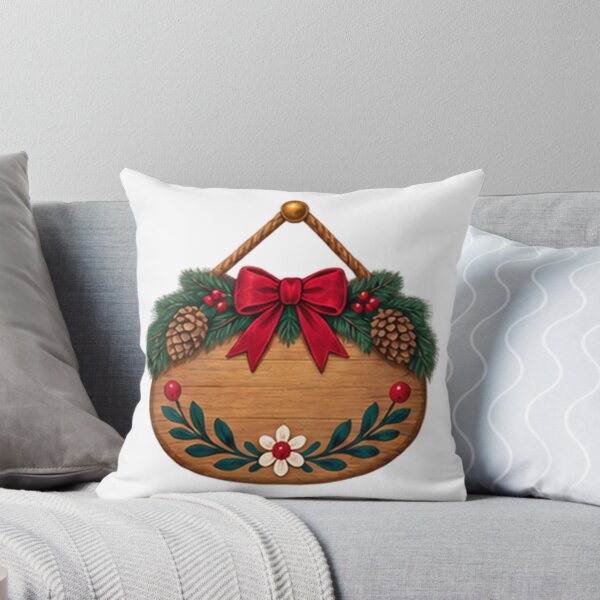 Item preview, Blank Wooden Winter Sign with Bow and Evergreen designed and sold by H. Doucette Studio.