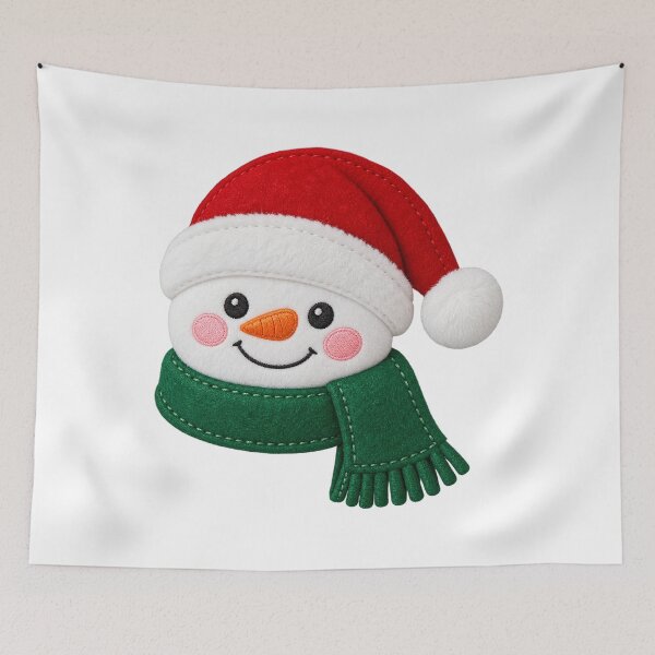 Item preview, Cute Christmas Snowman Embroidery Design, Santa Hat Winter Patch designed and sold by LandFinStudio.