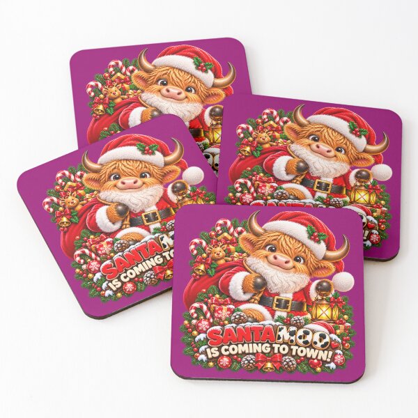 Item preview, Santa Moo Is Coming to Town – Highland Cow Santa Claus designed and sold by JanRizz.