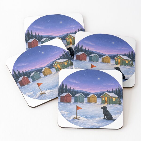 Item preview, Ice Shanty Village at Dusk designed and sold by Freckled-Monkey.