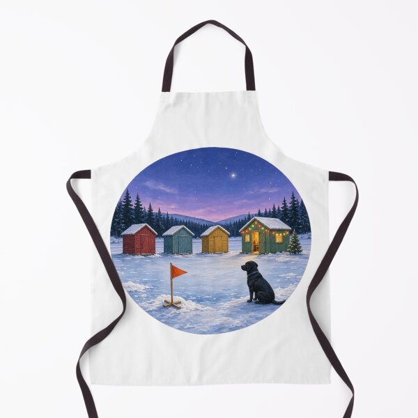 Item preview, Ice Shanty Village at Dusk designed and sold by Freckled-Monkey.
