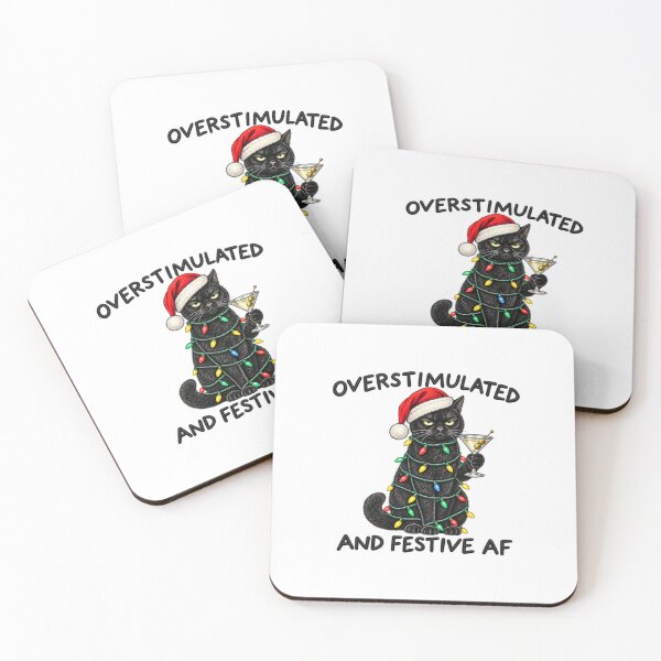 Item preview, Overstimulated and Festive AF Black Cat designed and sold by MassonCalepon.