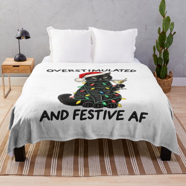 Item preview, Overstimulated and Festive AF Black Cat designed and sold by MassonCalepon.