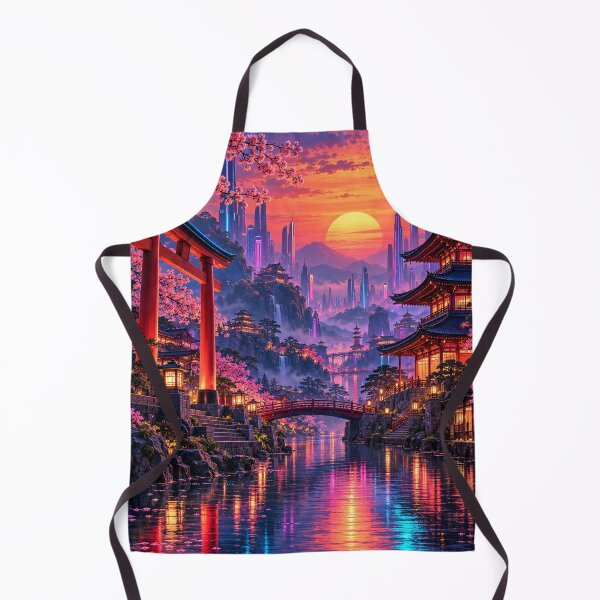 Item preview, Cyberpunk Japan – Cherry Blossom Sanctuary at Sunset designed and sold by Pixel Sakura Gallery.