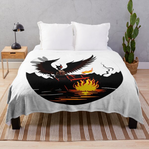 Item preview, Masked Figure in Boat on Burning River designed and sold by For-Cat Studio.