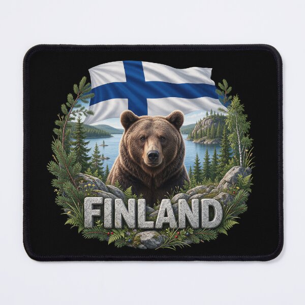 Item preview, Finland Heritage – Bear & Lake Emblem designed and sold by FlagX.
