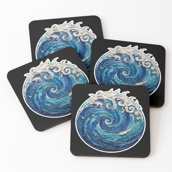 Item preview, Polynesian Ocean Wave Swirl Tribal Impasto Art designed and sold by LayercraftArt.