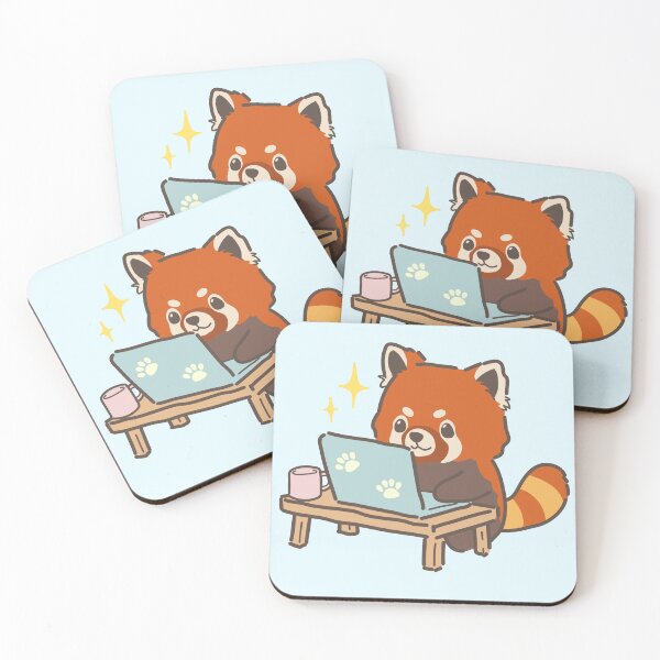 Item preview, Cute Red Panda Working on Laptop designed and sold by BrightVibeStore.