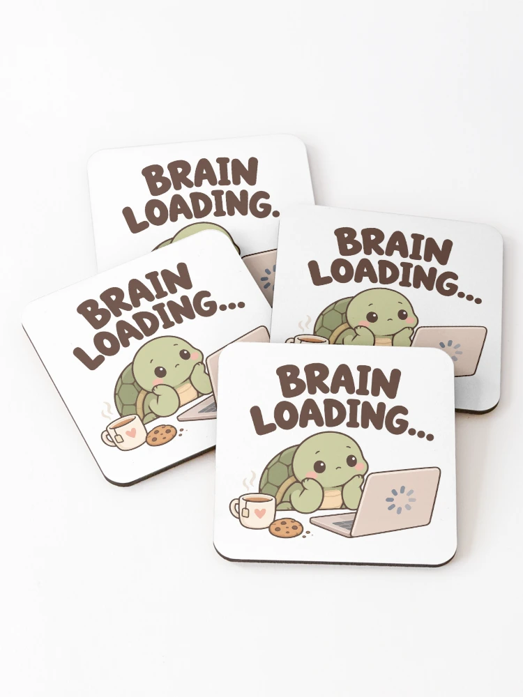 Thumbnail 1 of 5, Coasters (Set of 4), Brain Loading… – Relatable ADHD Humor designed and sold by CleanDecor.