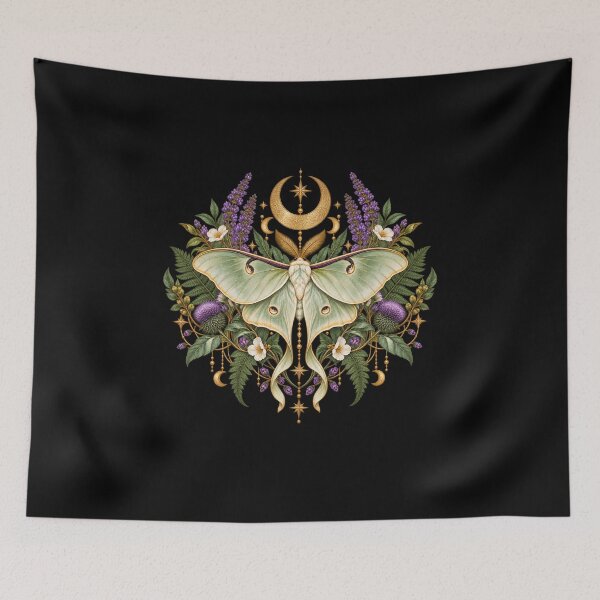 Item preview, Celestial Luna Moth with Lavender and Golden Moon designed and sold by LittleWormTrading.