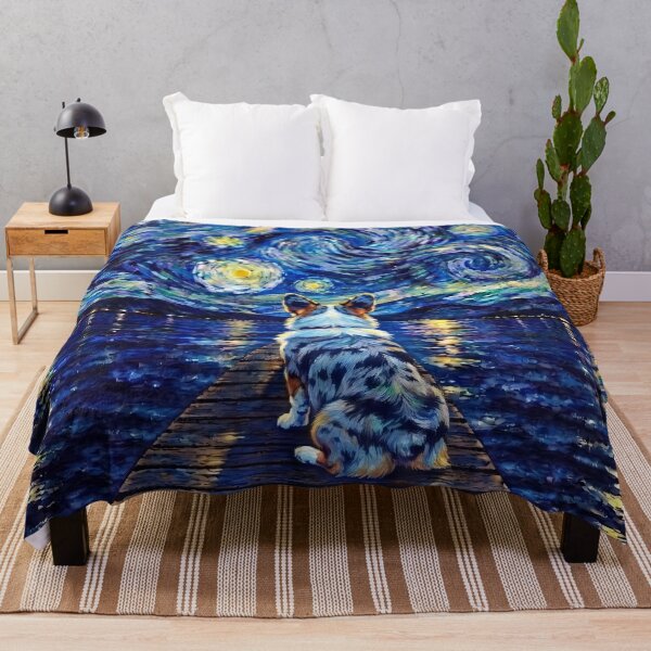 Item preview, Funny Merle with Tan Points Corgi Starry Night Painting Bridge Star Mom Dad Kids designed and sold by FurryHavenPH.
