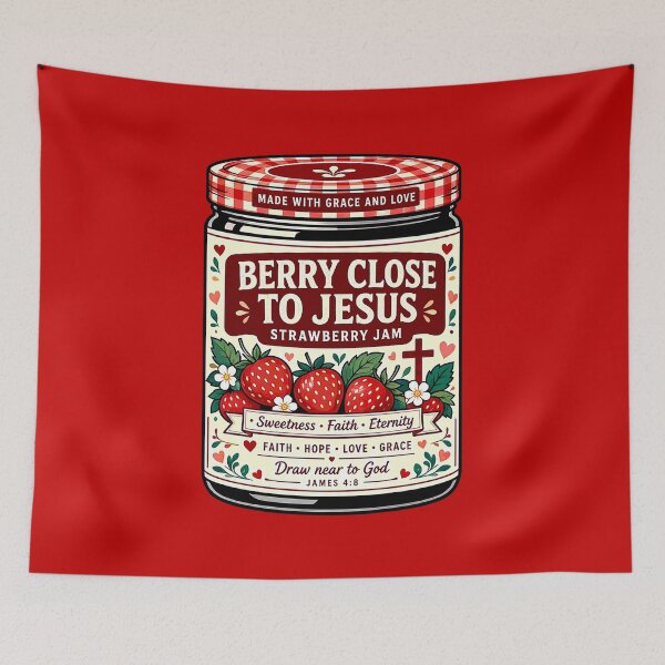 Item preview, Berry Close to Jesus Strawberry Jam – Cute Christian Faith designed and sold by plushism.