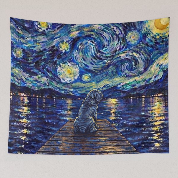 Item preview, Funny Neapolitan Mastiff Starry Night Painting Bridge Star Mom Dad Kids designed and sold by FurryHavenPH.