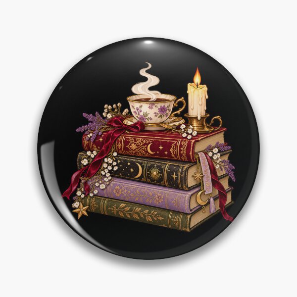 Item preview, Vintage Celestial Book Stack with Tea and Candle designed and sold by LittleWormTrading.