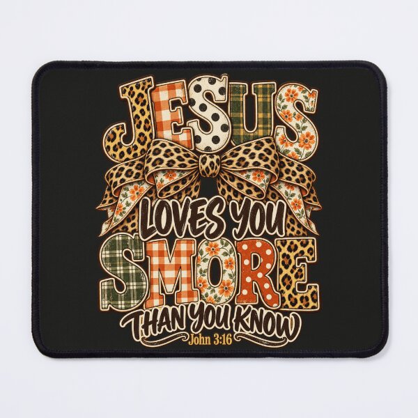 Item preview, Jesus Loves You Smore Rustic Floral Leopard Bow Faith Art designed and sold by AmiGraph.