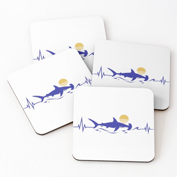 Item preview, Blue Hammerhead Shark Sunset Heartbeat Design designed and sold by Crunchy-Sante.