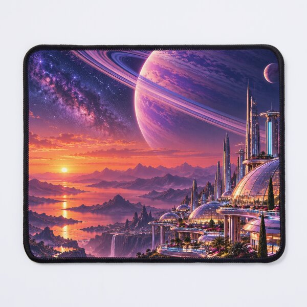 Item preview, Futuristic Space City – Galactic Paradise at Sunset designed and sold by Pixel Sakura Gallery.