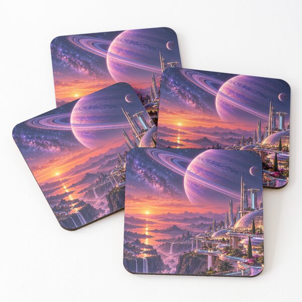 Item preview, Futuristic Space City – Galactic Paradise at Sunset designed and sold by Pixel Sakura Gallery.