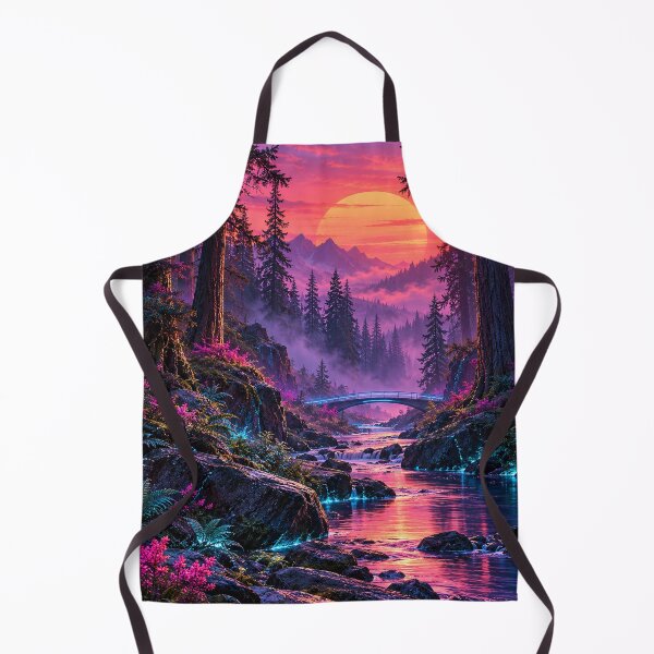 Item preview, Synthwave Glowing Forest – Enchanted River at Sunset designed and sold by Pixel Sakura Gallery.