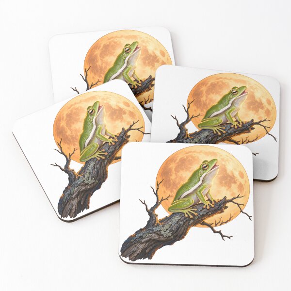 Item preview, Unsupervised Green Treefrog Halloween Full Moon Nature Art Tee/sticker designed and sold by TopSharkArt.