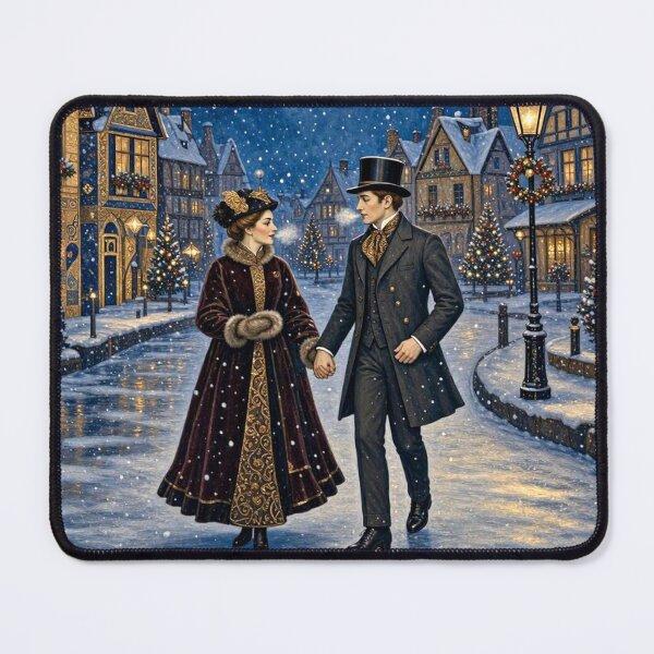 Item preview, Couple Strolling at Christmas Village designed and sold by TheDarkWardrobe.
