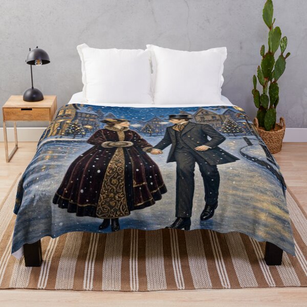 Item preview, Couple Strolling at Christmas Village designed and sold by TheDarkWardrobe.