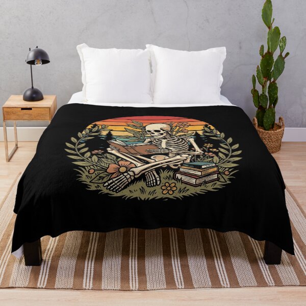 Item preview, Retro Skeleton Reading Books Botanical Sunset designed and sold by DariaOltes.