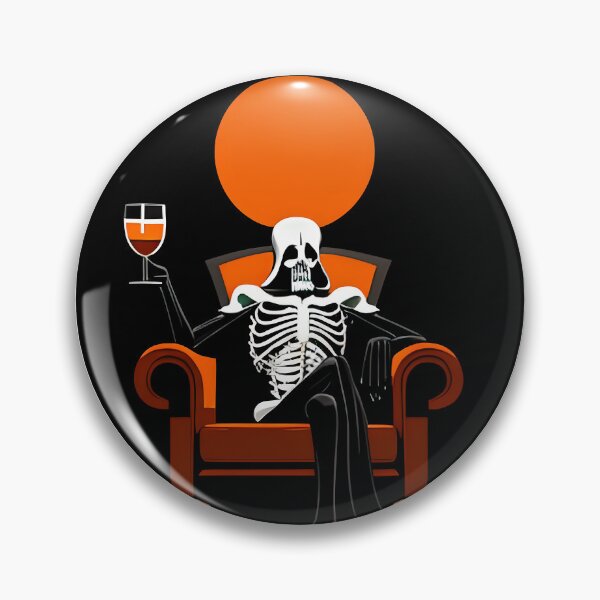 Item preview, Skeleton Sits in Red Armchair with Wine designed and sold by For-Cat Studio.