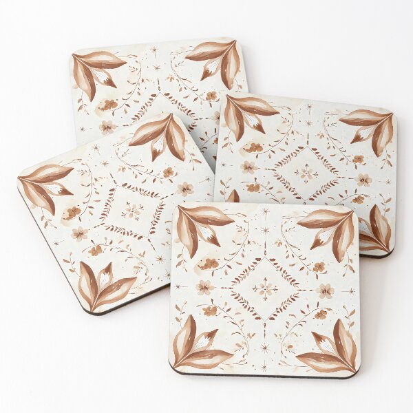 Item preview, Vintage Brown Watercolor Floral Pattern designed and sold by GraceInNatureCo.