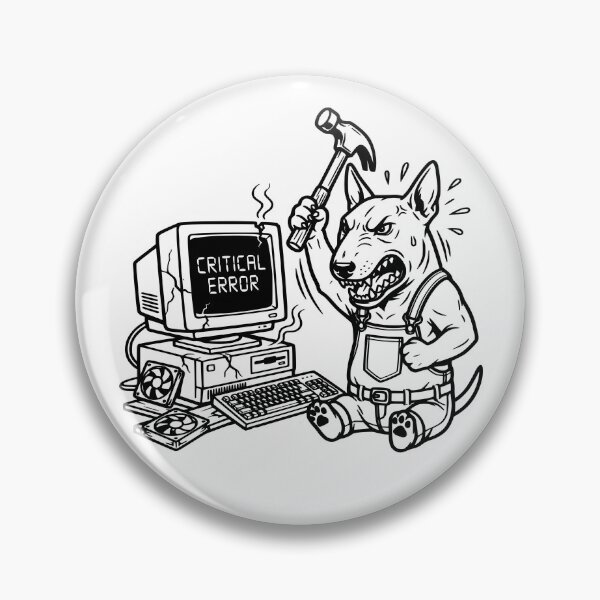 Item preview, Critical Error Percussive Maintenance Angry Bull Terrier IT Support Meme designed and sold by The Bold Line Studio.