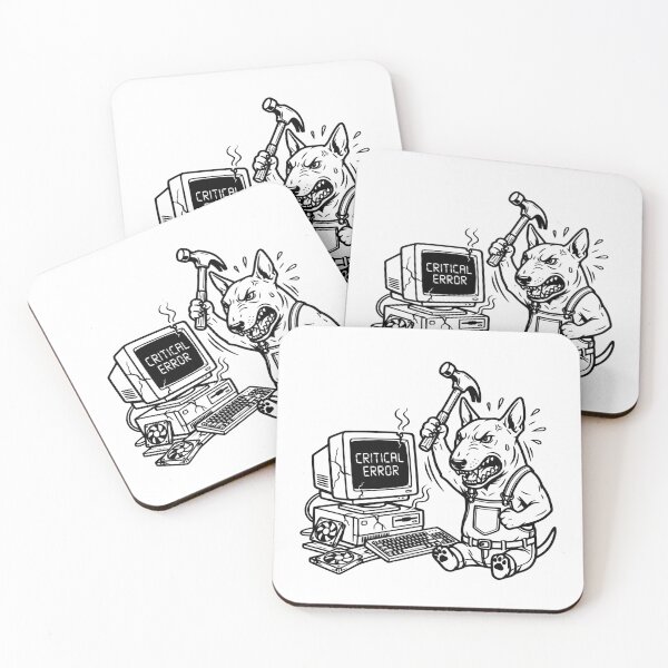 Item preview, Critical Error Percussive Maintenance Angry Bull Terrier IT Support Meme designed and sold by The Bold Line Studio.