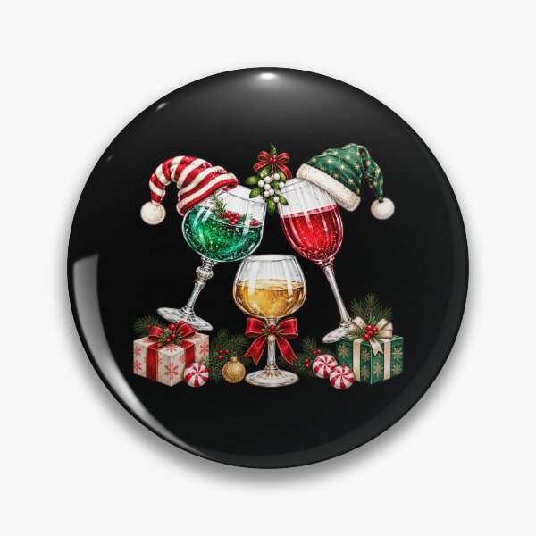Item preview, Christmas Wine Glasses with Hats and Gifts designed and sold by MiteKangerin.