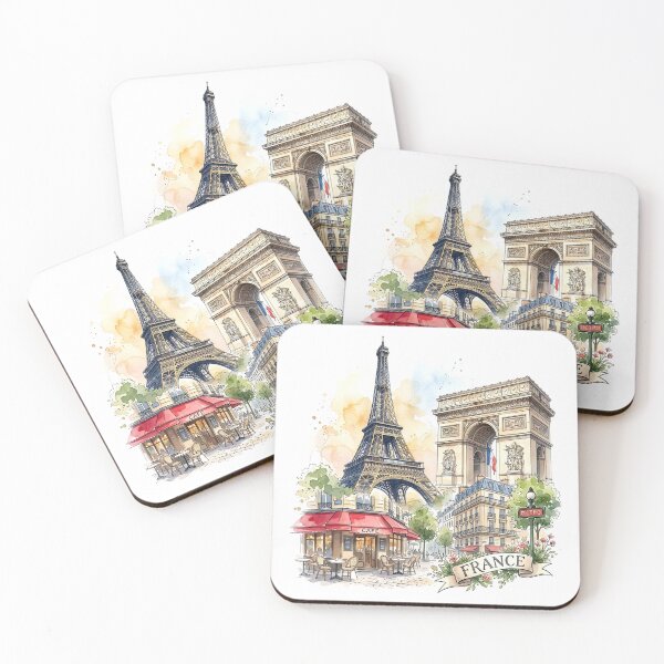 Item preview, Paris Watercolor: Eiffel Tower and Arc de Triomphe designed and sold by EdwinkOne.