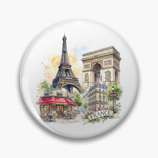 Item preview, Paris Watercolor: Eiffel Tower and Arc de Triomphe designed and sold by EdwinkOne.