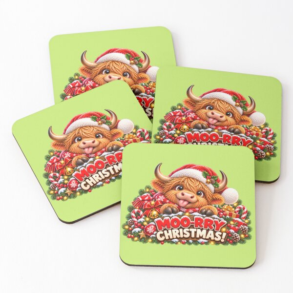 Item preview,  Moo-Rry Christmas – Cute Highland Cow Santa Holiday Design designed and sold by JanRizz.