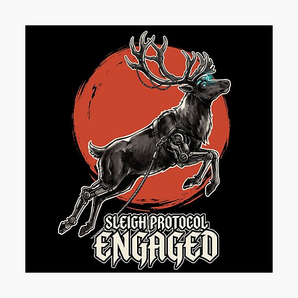 Item preview, Reindeer Sleigh Protocol Engaged Cyberpunk Mech Christmas Deer designed and sold by Osmose-Studio.