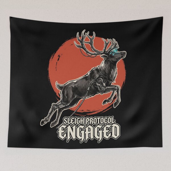 Item preview, Reindeer Sleigh Protocol Engaged Cyberpunk Mech Christmas Deer designed and sold by Osmose-Studio.