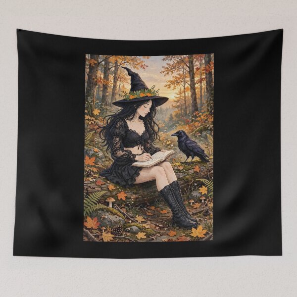 Item preview, legant Autumn Witch Writing in Her Secret Diary. designed and sold by DibujandoPorfa.