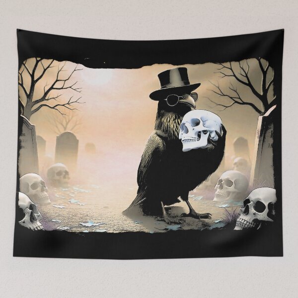 Item preview, Raven Halloween with Skulls designed and sold by NaturePrints.