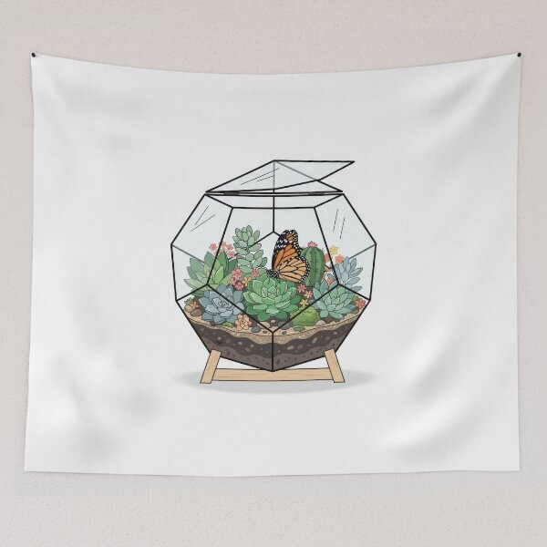 Item preview, Open Geometric Glass Terrarium With Butterfly designed and sold by Rahat3344.