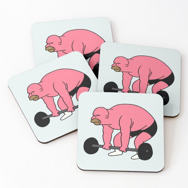 Item preview, Funny Pink Bodybuilder Deadlift Cartoon Gym Humor designed and sold by peterdesigns.