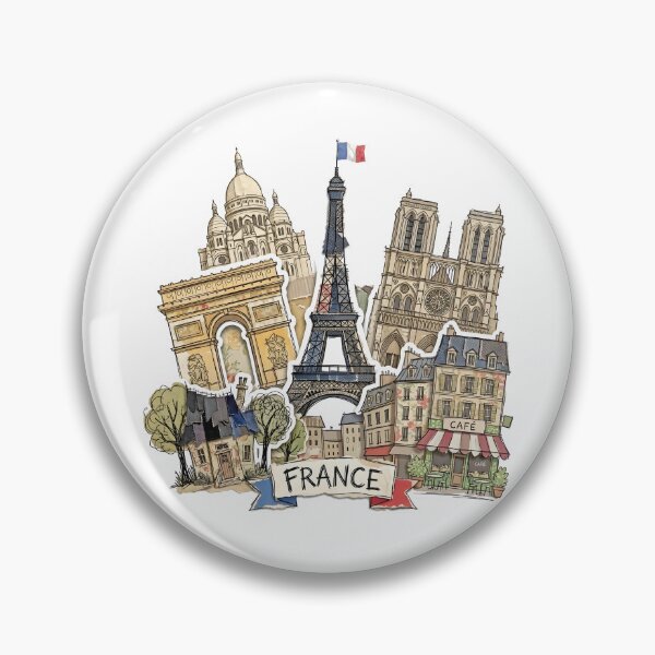 Item preview, Paris France Vintage Illustration of Famous Landmarks designed and sold by EdwinkOne.