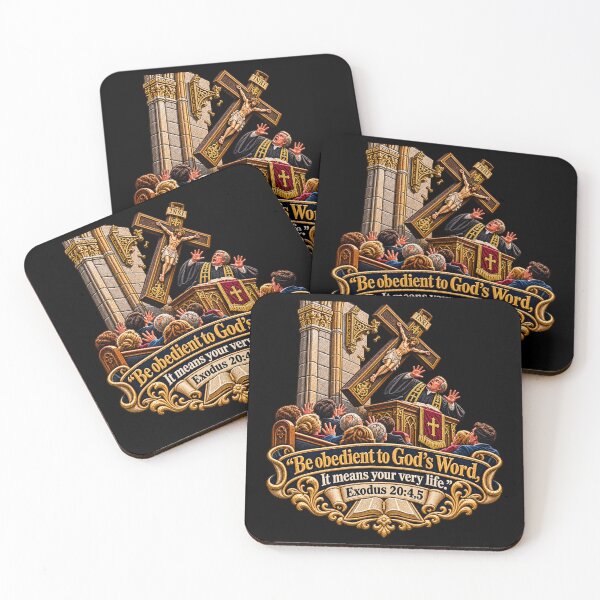 Item preview, Bible Obedience Warning – Falling Crucifix on Preacher | Exodus 20:4–5 Christian Embroidered Art designed and sold by Emoji Emblems.