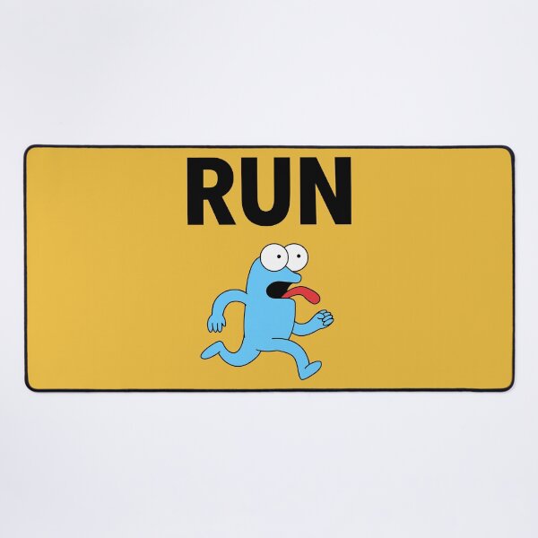 Item preview, Run Funny Blue Cartoon Character Running Panic Graphic designed and sold by peterdesigns.