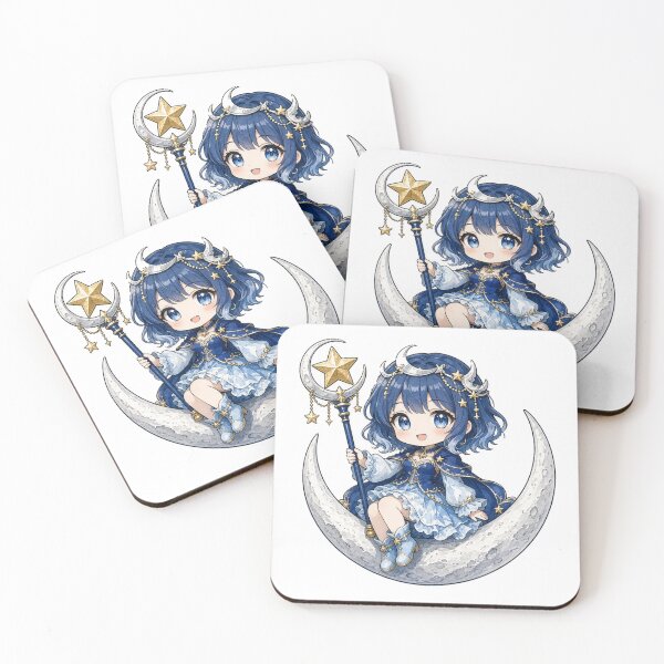 Item preview, Chibi Moon Goddess Resting on a Silver Crescent designed and sold by Moonlit Tower Art.