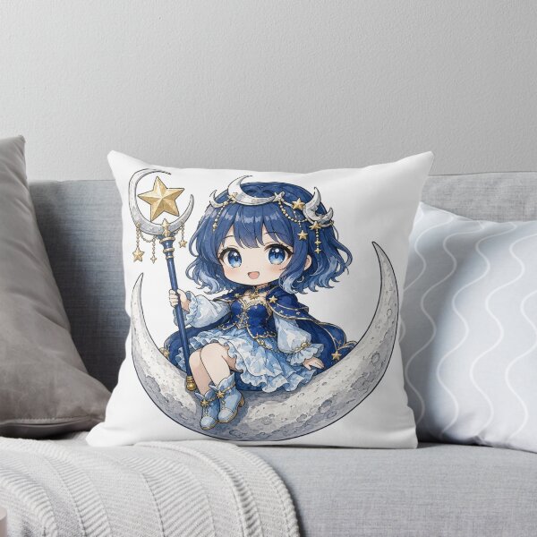 Item preview, Chibi Moon Goddess Resting on a Silver Crescent designed and sold by Moonlit Tower Art.