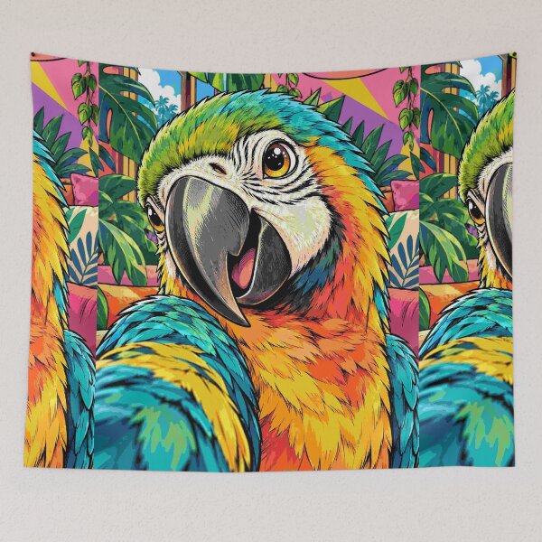 Item preview, Macaw Selfie Cute Animal Wing Happy Bird Art  designed and sold by Neon Bones Studio.
