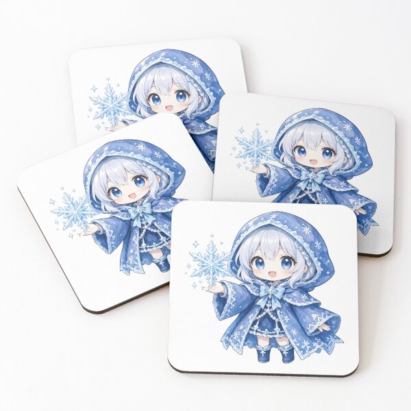 Item preview, Chibi Frost Mage Casting a Sparkling Snowflake Spell designed and sold by Moonlit Tower Art.