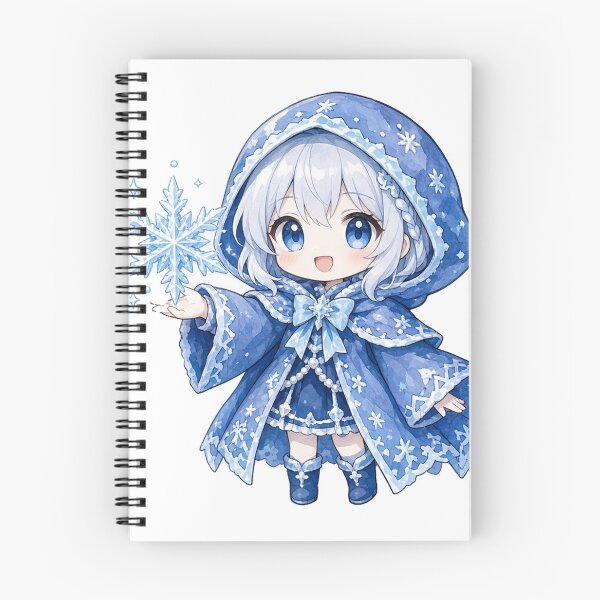 Item preview, Chibi Frost Mage Casting a Sparkling Snowflake Spell designed and sold by Moonlit Tower Art.