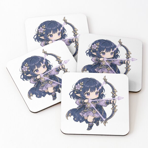 Item preview, Anime Archer Girl Drawing a Glowing Constellation Bow designed and sold by Moonlit Tower Art.